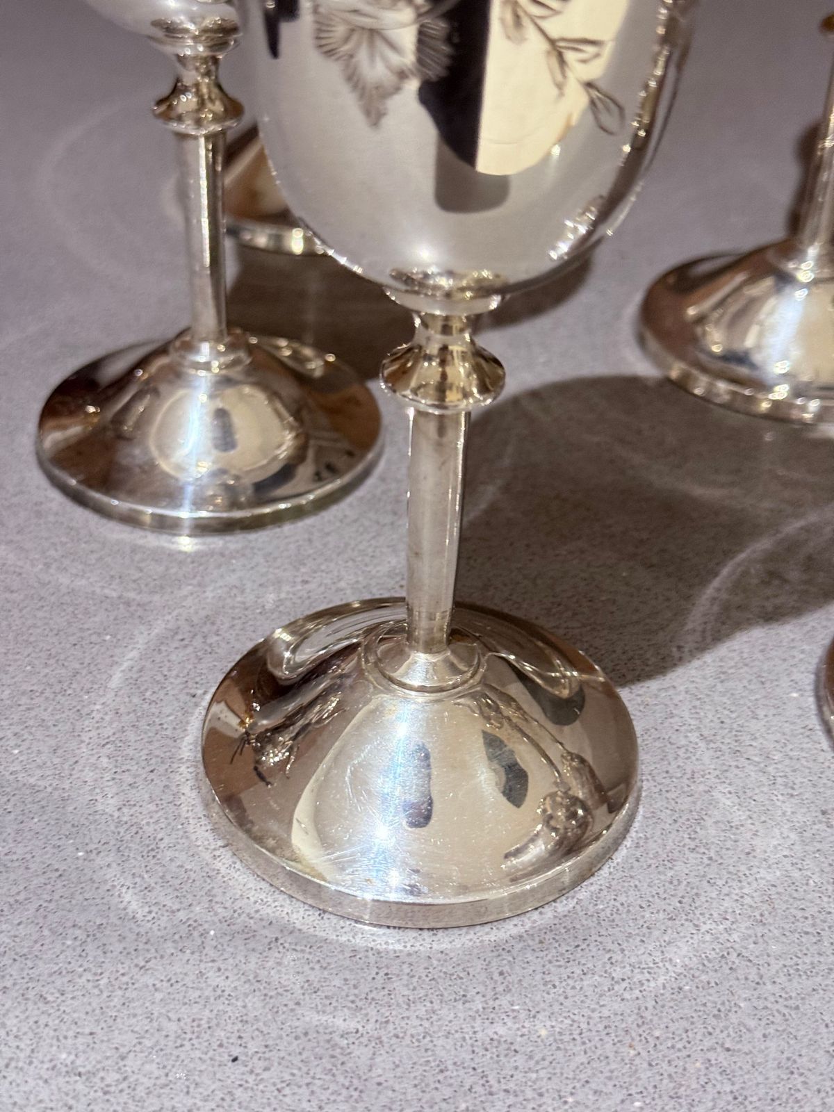 Glasses Silver Alpaca Botticelli's Venus Drinking Glassware For Sale Set Of Six photo vintage