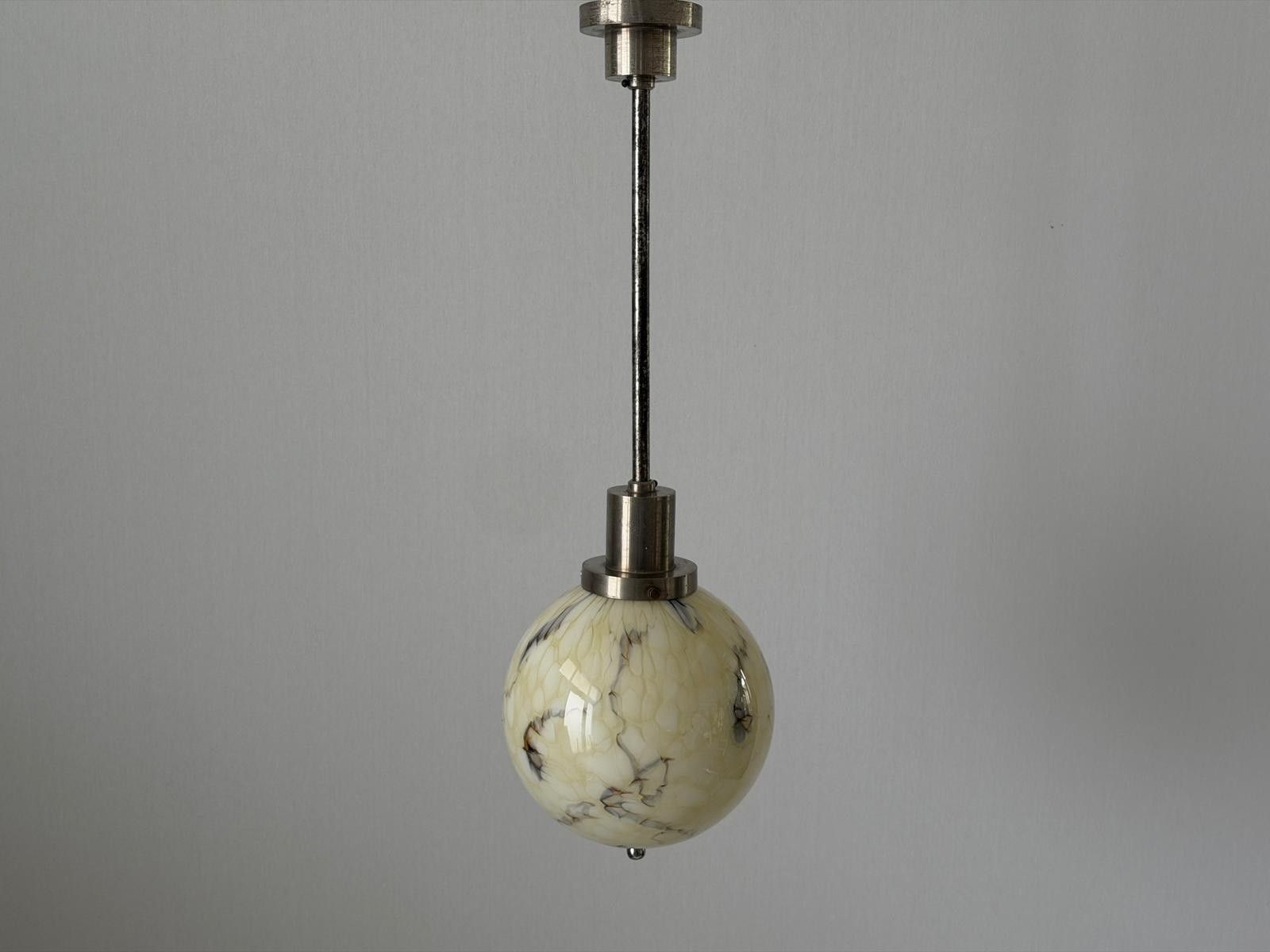 Art Deco Exceptional Cinema Ceiling Lamp With Glass Ball , 1930s, France