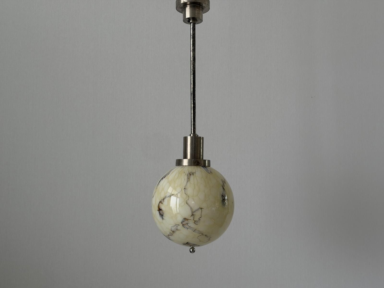 photo vintage Art Deco Exceptional Cinema Ceiling Lamp With Glass Ball , 1930s, France
