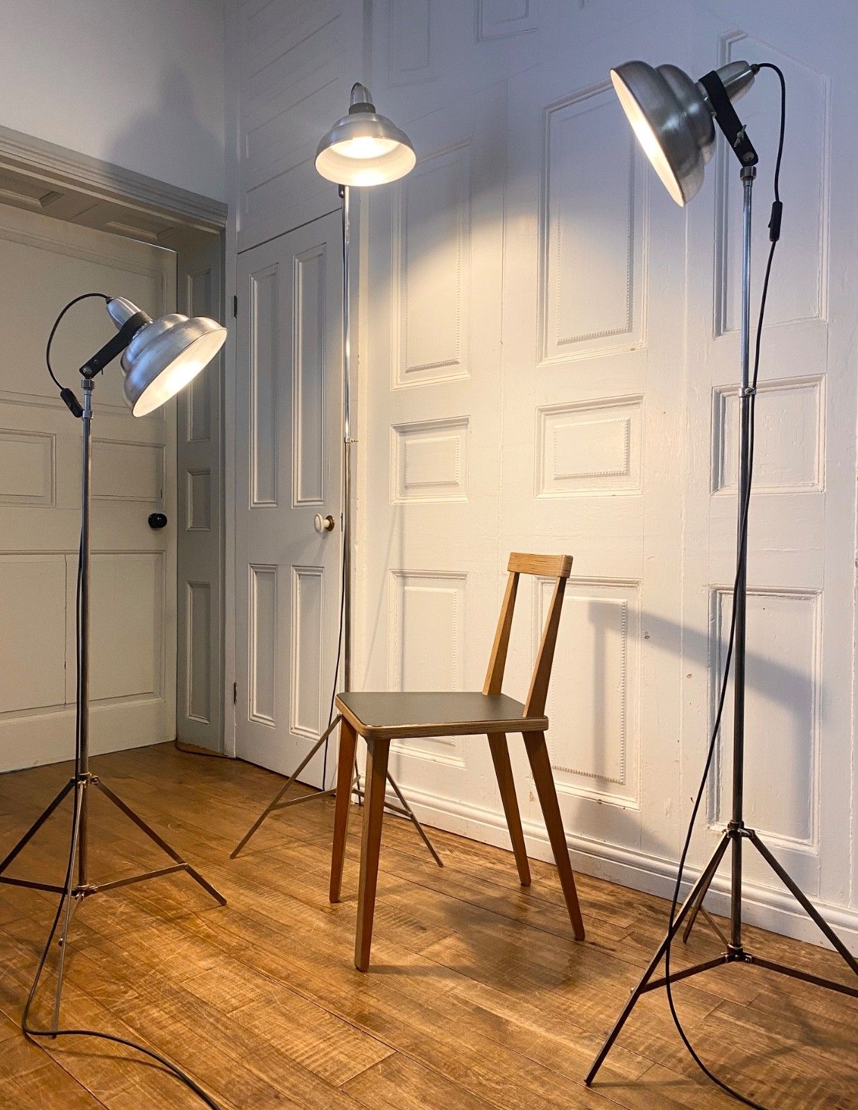 1 Of 3 Vintage Photography Studio, Adjustable Height Floor Lamp. photo for sale