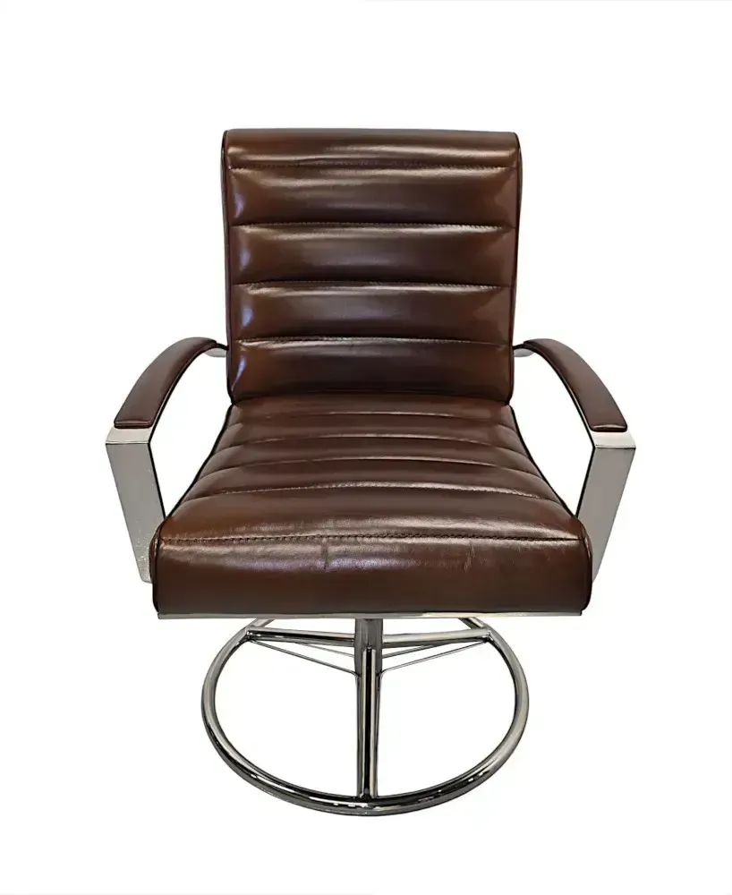Bureaustoel of Kantoorstoel in Mid-Century Stijl, Leer en Chroom, Draaibaar photo for sale