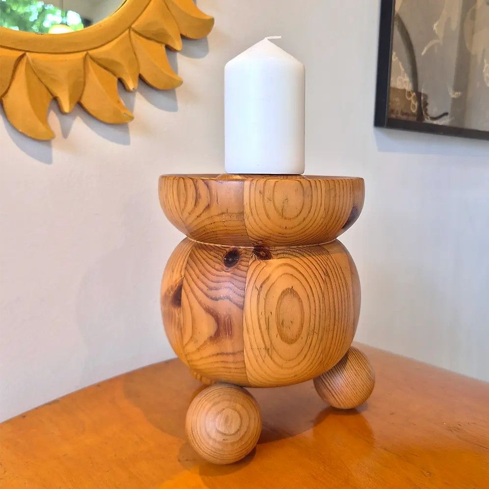 1970's Brutalist Candle Holder By Stig Johnsson: Mid Century Modernist Style photo for sale