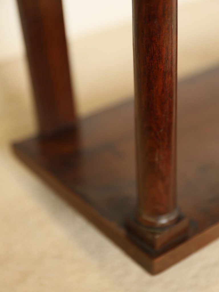 Antique Edwardian Solid Mahogany Three Tier Wall Shelf | Elegant Sheraton Revival Hanging Plate Rack & Bookcase, C.1905 photo furniture
