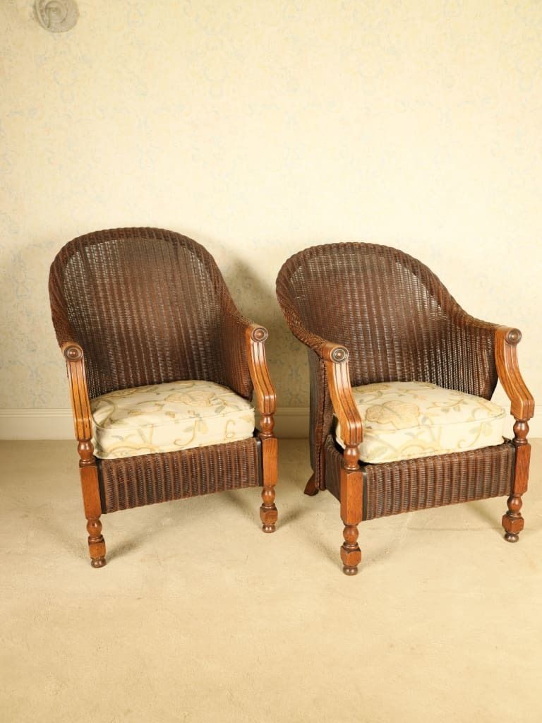 Rare Pair Of 1930s "Zeppelin" Lloyd Loom Armchairs By W. Lusty & Sons photo 2200.0