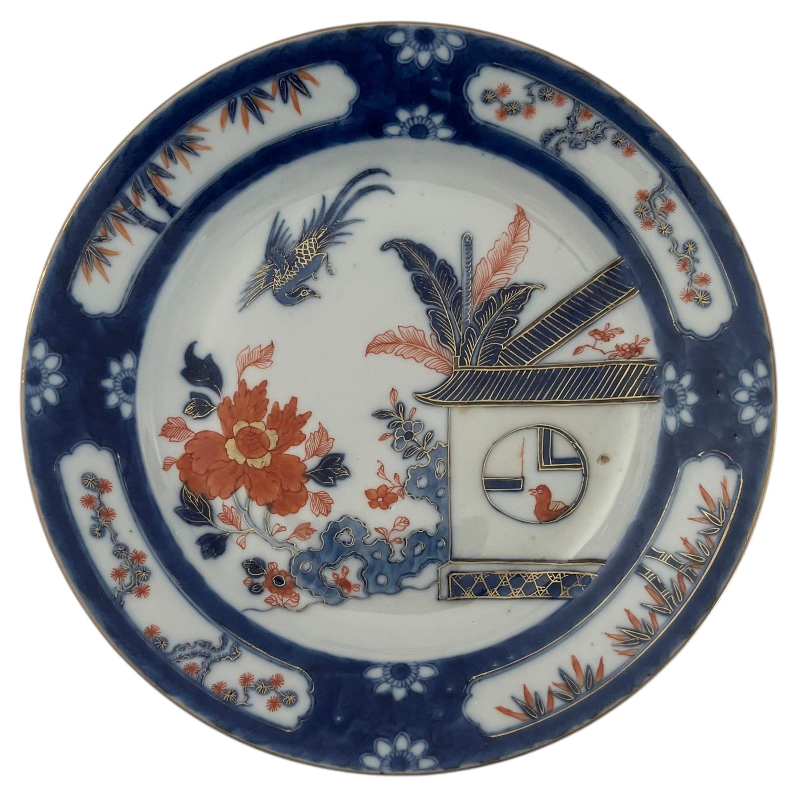 Kangxi Imari bord, Chinees porselein met Fenghuang vogel, ca. 1700