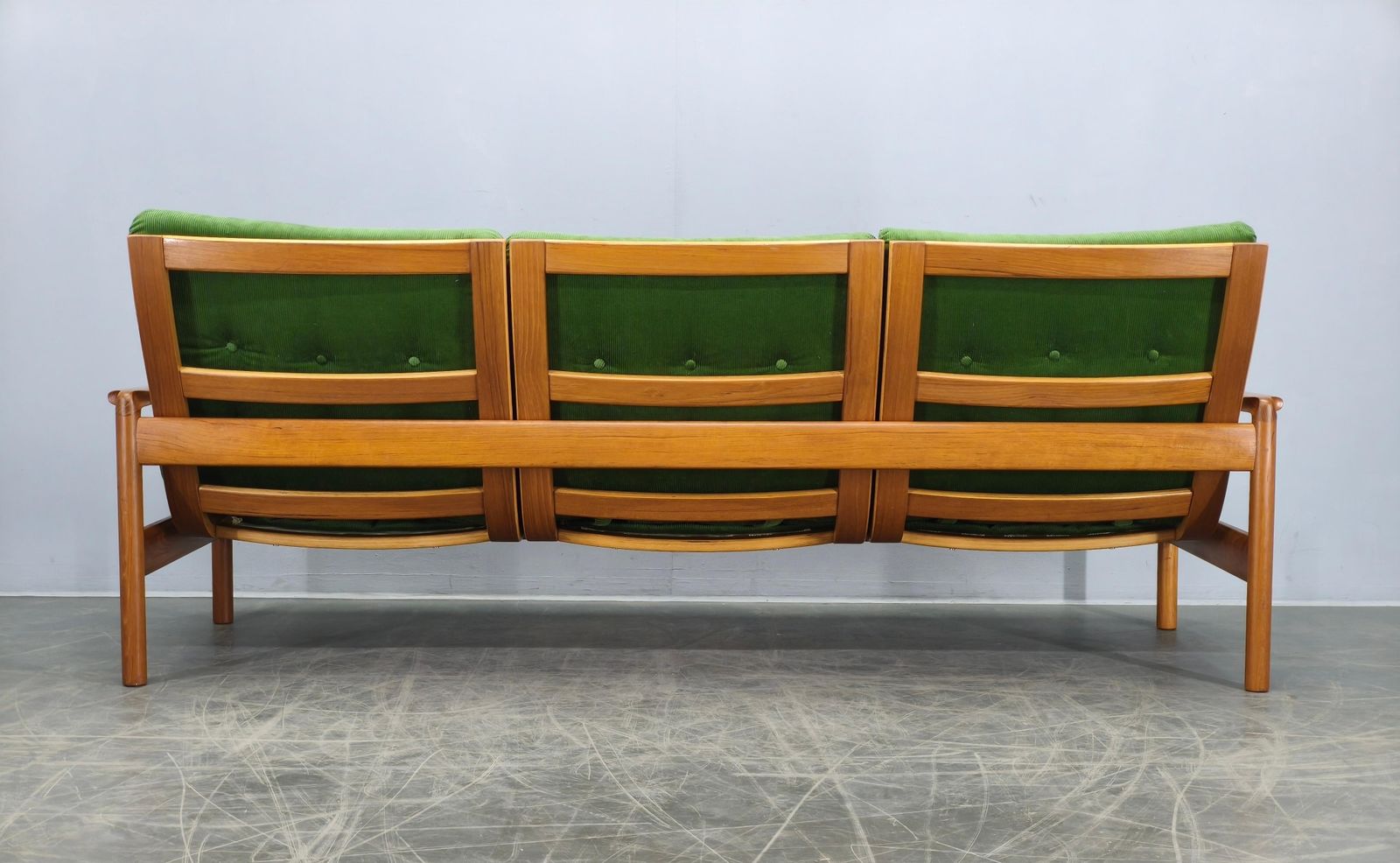 Mobilier Canapé danois indépendant en teck, velours côtelé vert, années 1970 photo