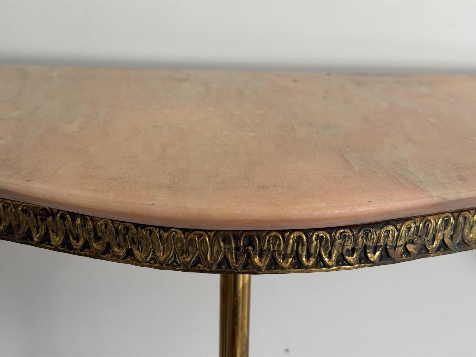 Mid Century Brass And Marble Top Floating Floor Console Table, 1950s, Italy photo 1849.0