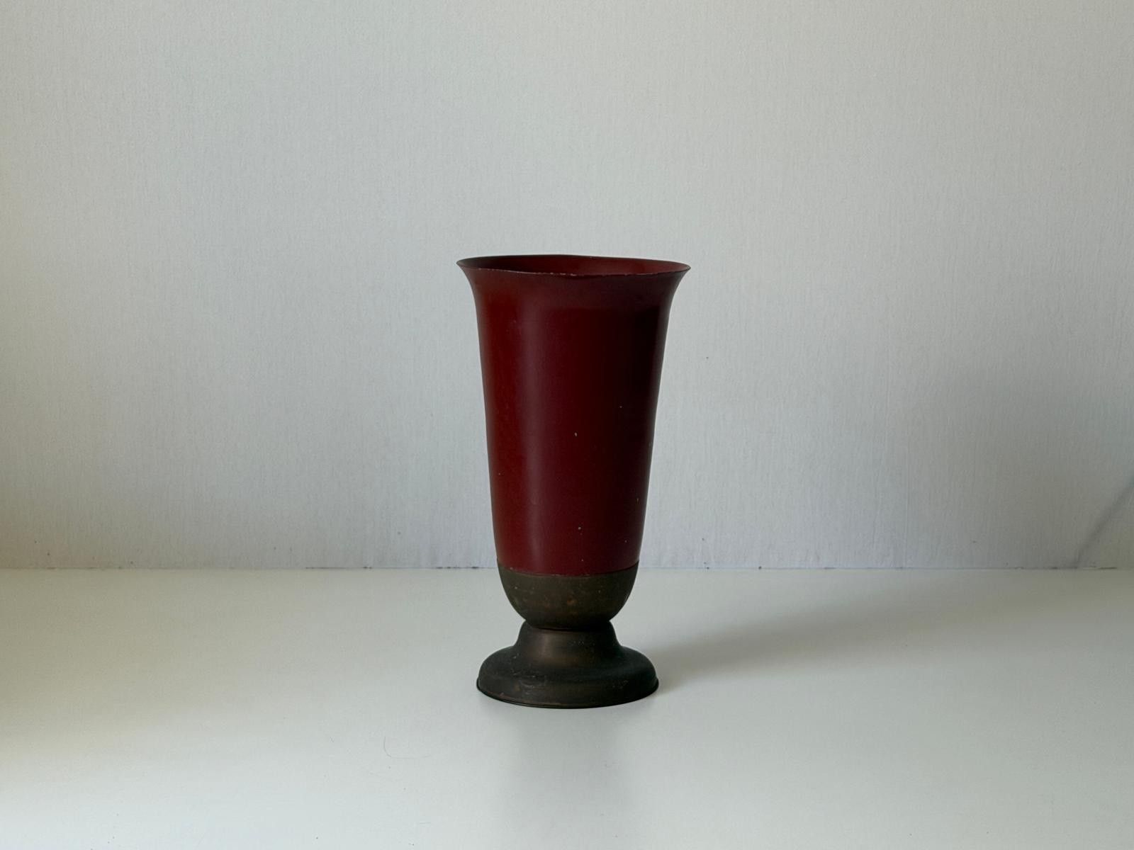 Burgundy Brass Umbrella Holder, 1960s, Italy photo for sale