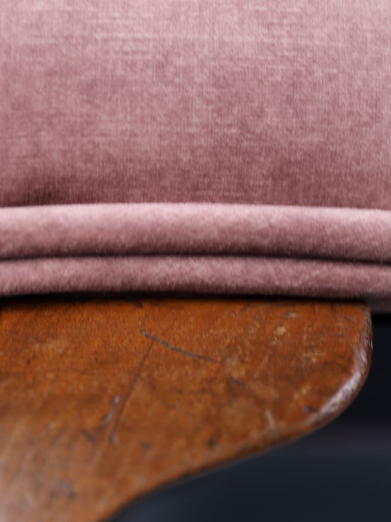 Queen Anne Style Carved Dressing Table Stool In Pink Velvet photo buy