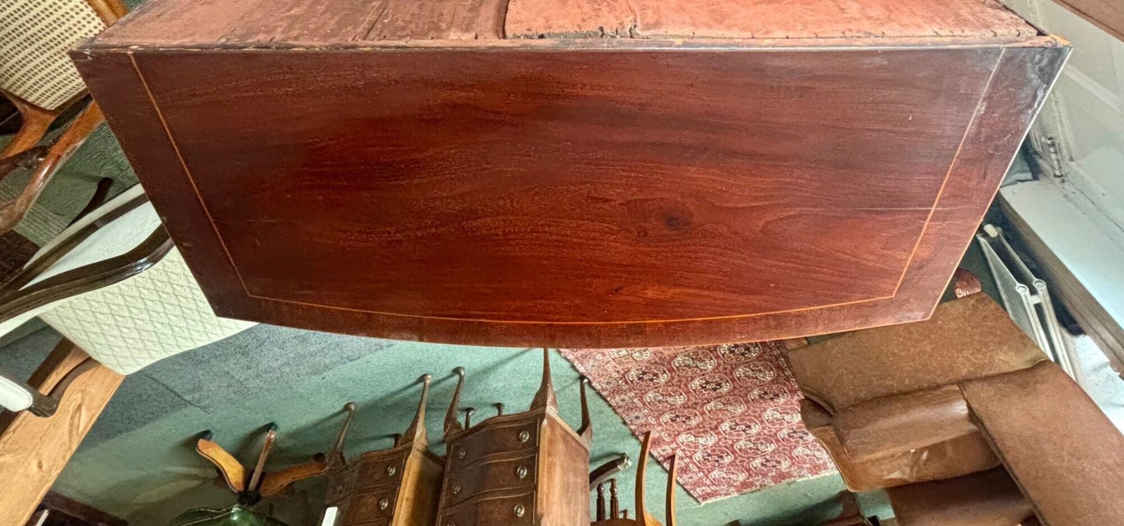 Regency Mahogany And Cross Banded Bow Front Chest Of Drawers photo vintage
