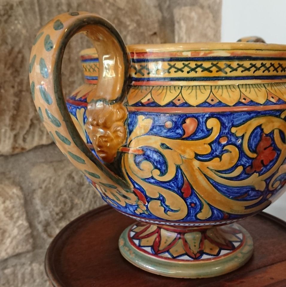 Italian Lustre Glazed Majolica Two Handled Vase By Rubboli photo furniture