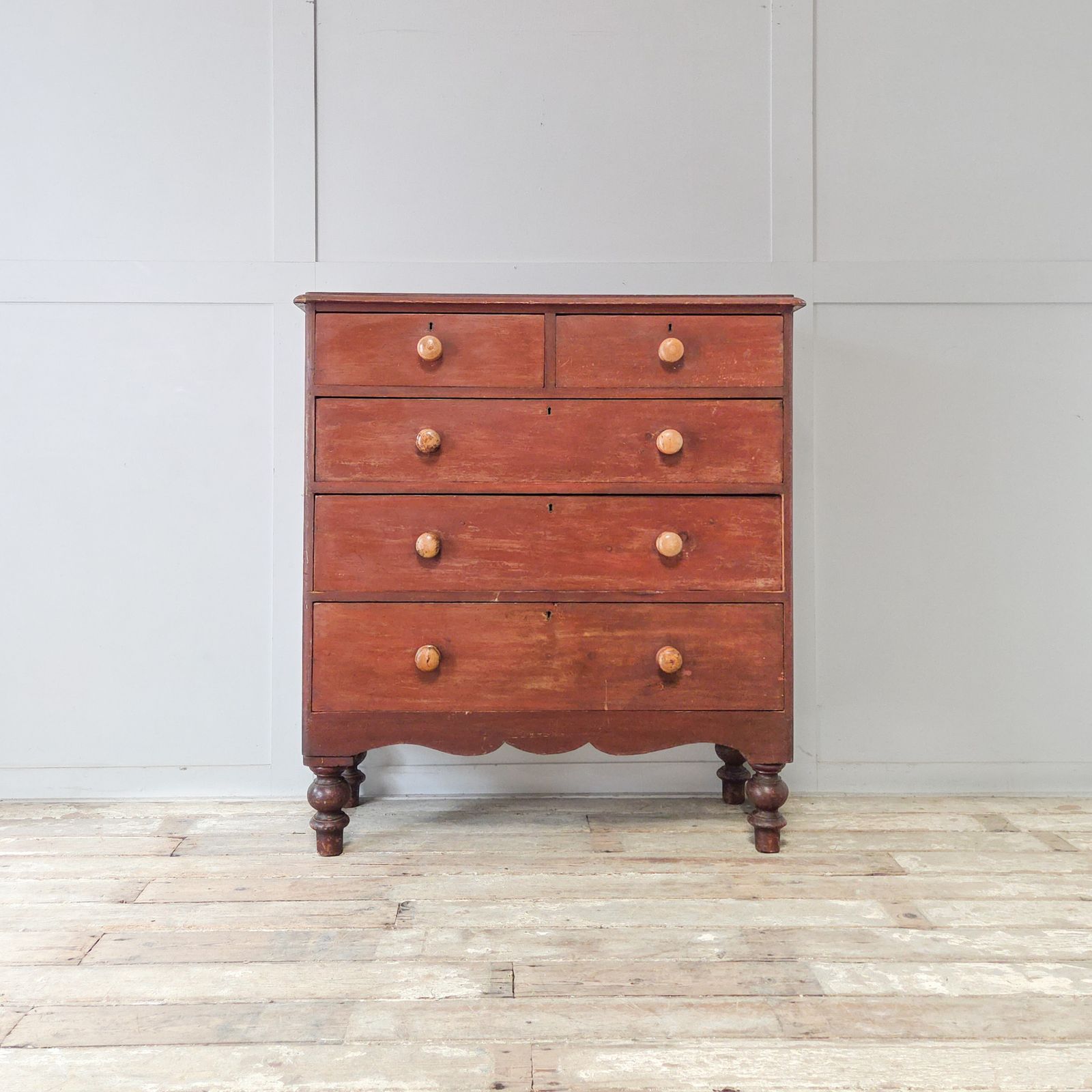 Victorian Painted Pine Chest Of Drawers In Country House Style