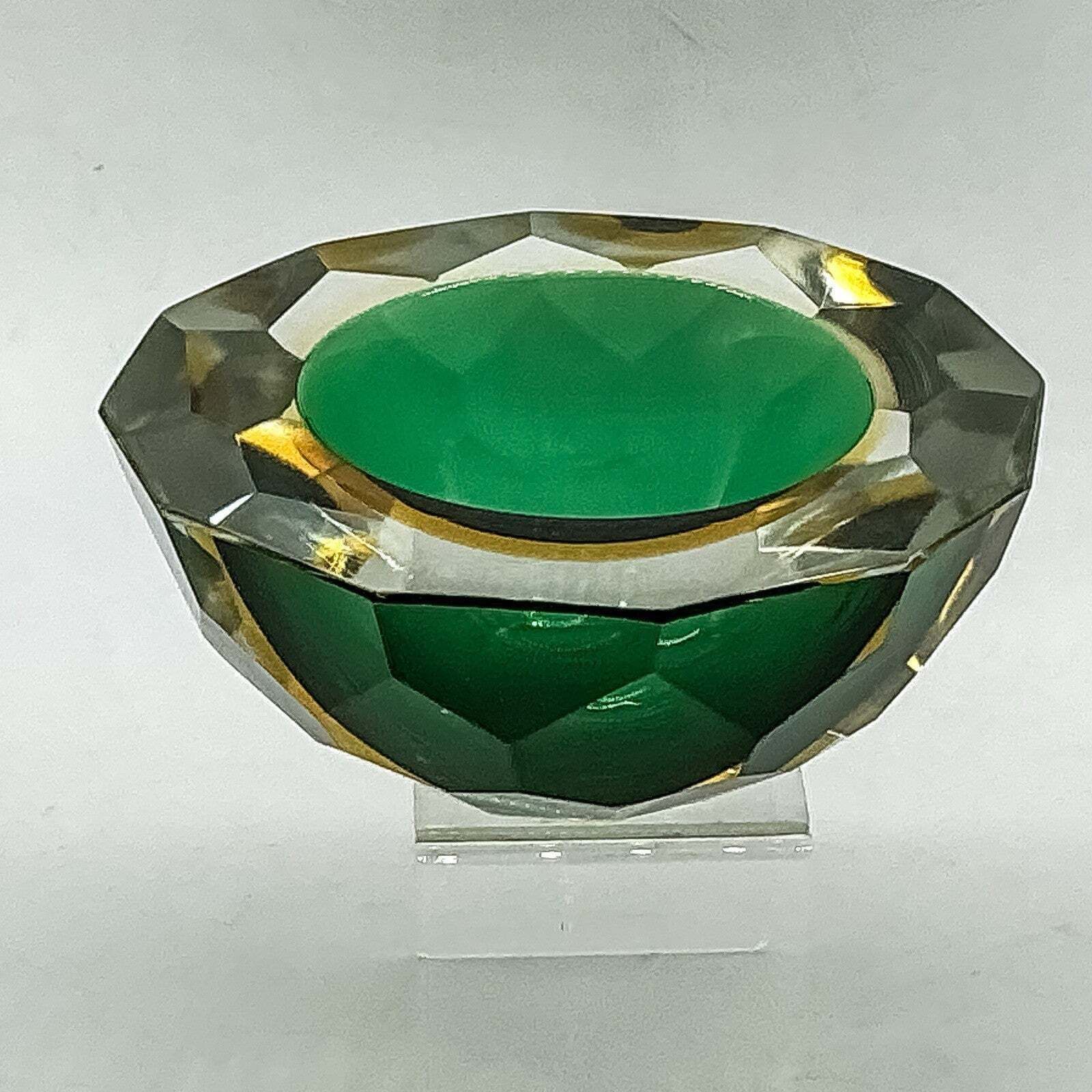 Murano Mandruzzato Sommerso 12 Diamond Faceted Geode Glass Bowl 70s Mcm photo Home Decor