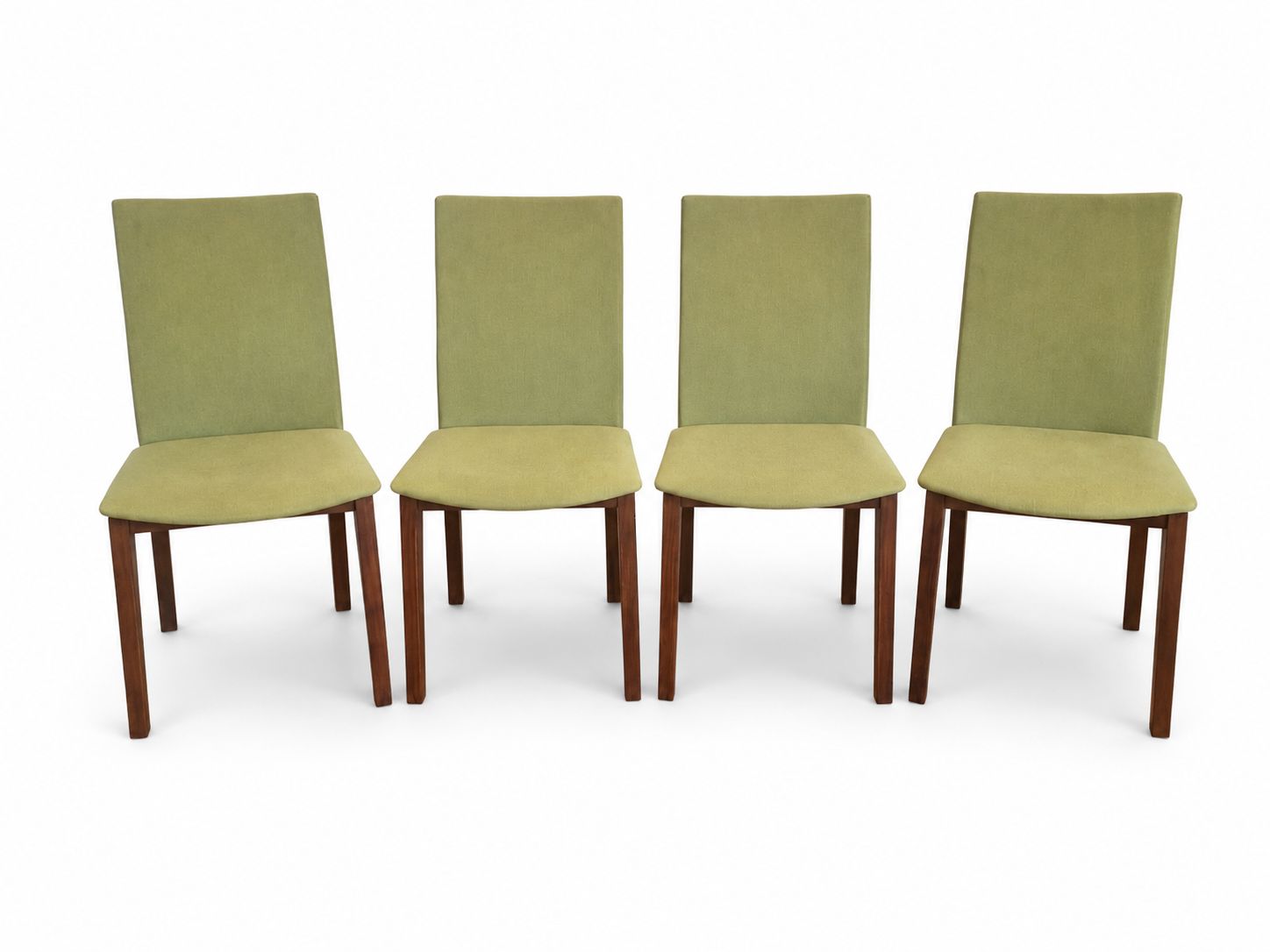 Skovby Sm51n Walnut Dining Chairs Set Of 4 Danish Modern Green Fabric