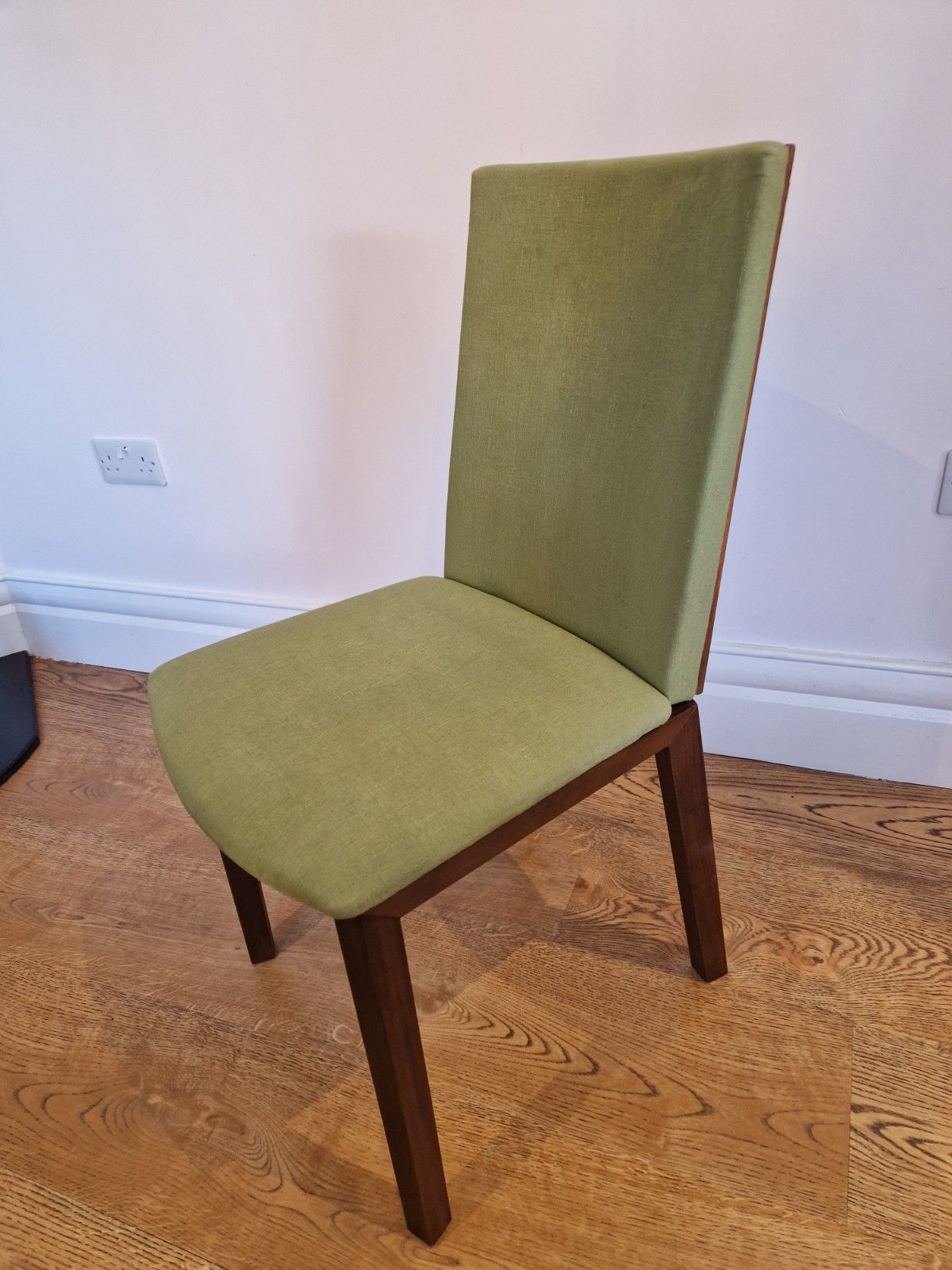 Furniture Skovby Sm51n Walnut Dining Chairs Set Of 4 Danish Modern Green Fabric photo