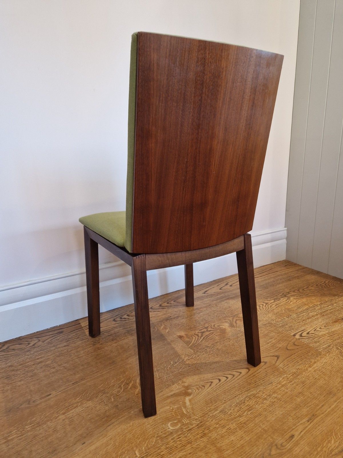 photo vinterior Skovby Sm51n Walnut Dining Chairs Set Of 4 Danish Modern Green Fabric