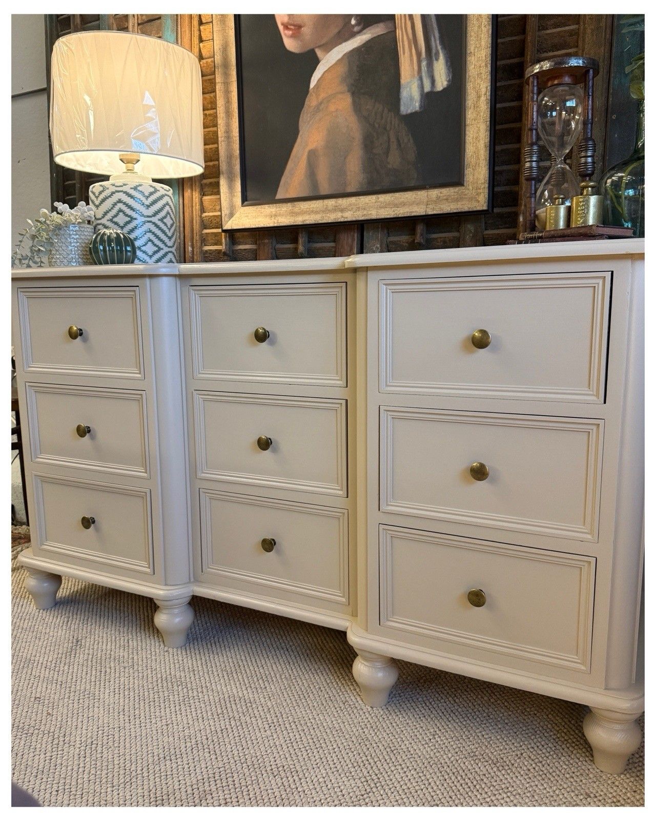 Elegant Painted Pine Chest Of 9 Drawers In Oxford Stone By Farrow & Ball photo furniture