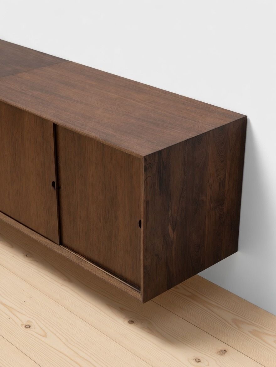photo furniture Poul Cadovius Floating Wall Mounted Rosewood Sideboard By Cado, 1960s.