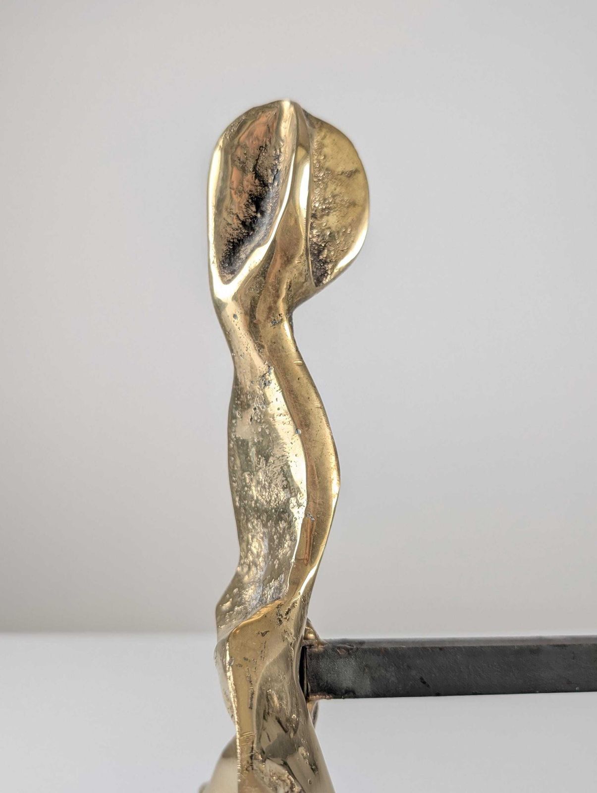 Pair Of Brutalist Sculptural Bronze Fireplace Andirons, 1970s photo 1083.0