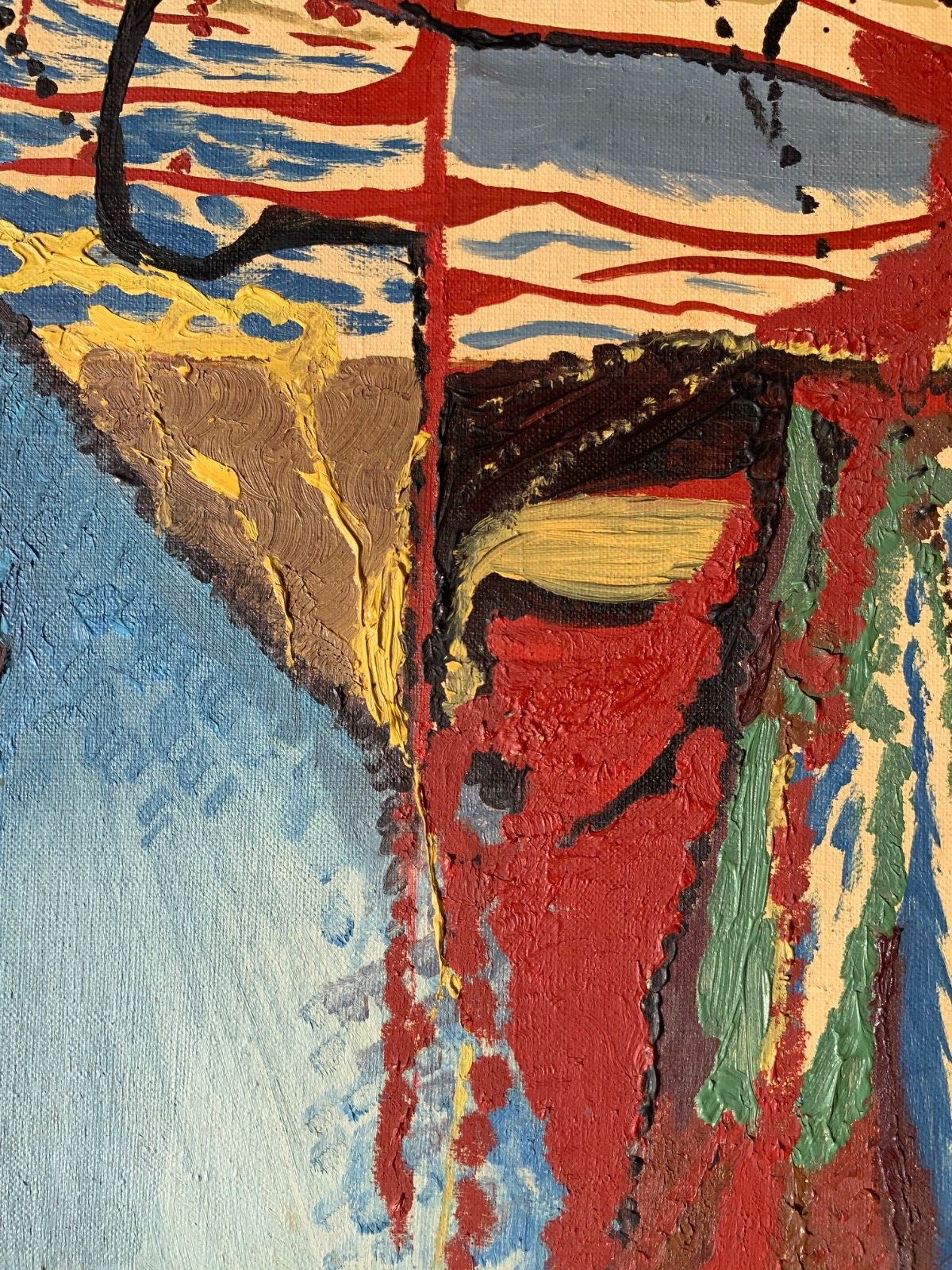 Abstract Vintage Oil Paintings On Canvas “ Simfoni”, Signed By Henny, 1967 photo vinterior