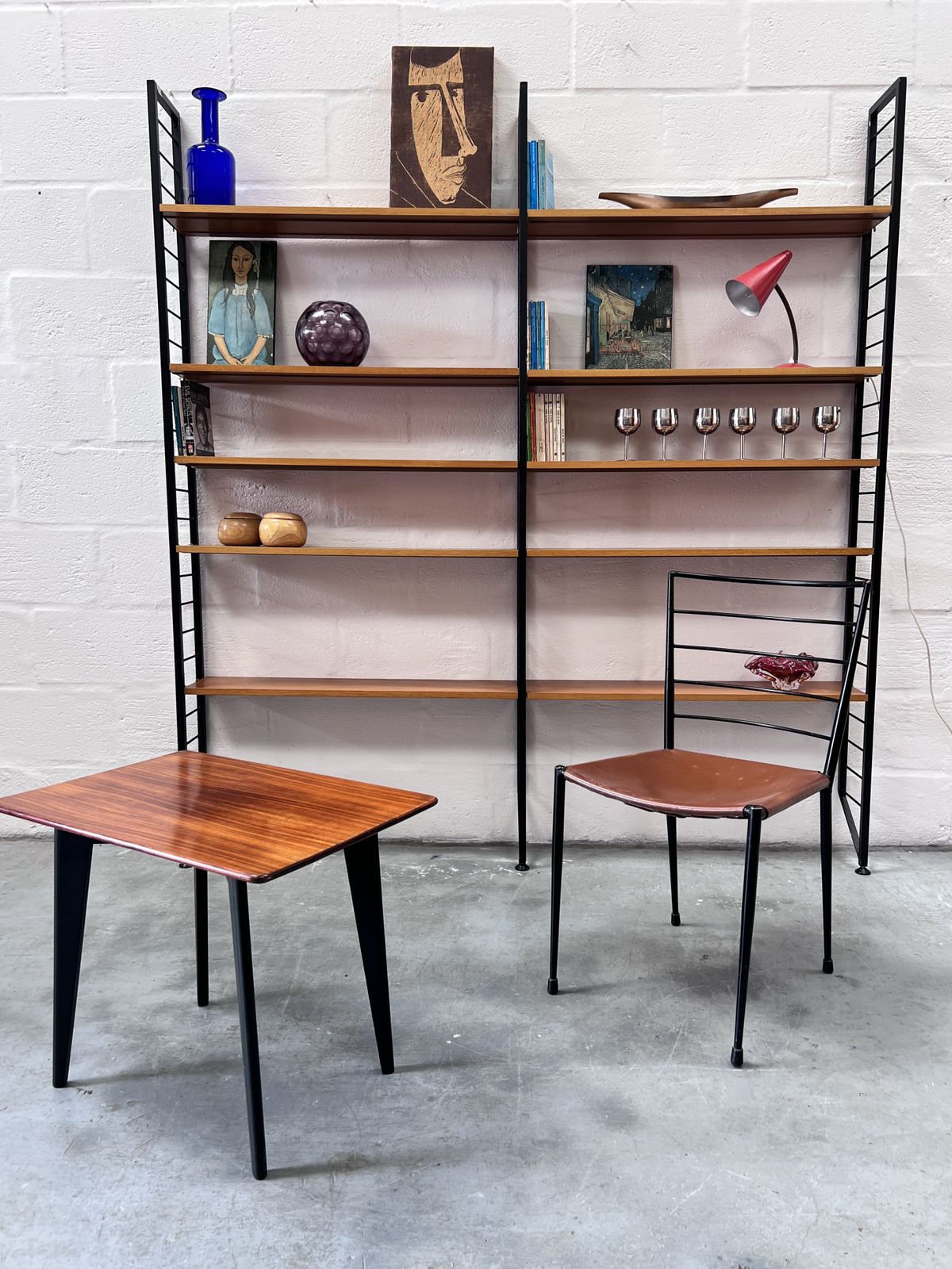 photo for sale 1960s Two Bay Slim Metal Ladderax Shelving / Bookcase 