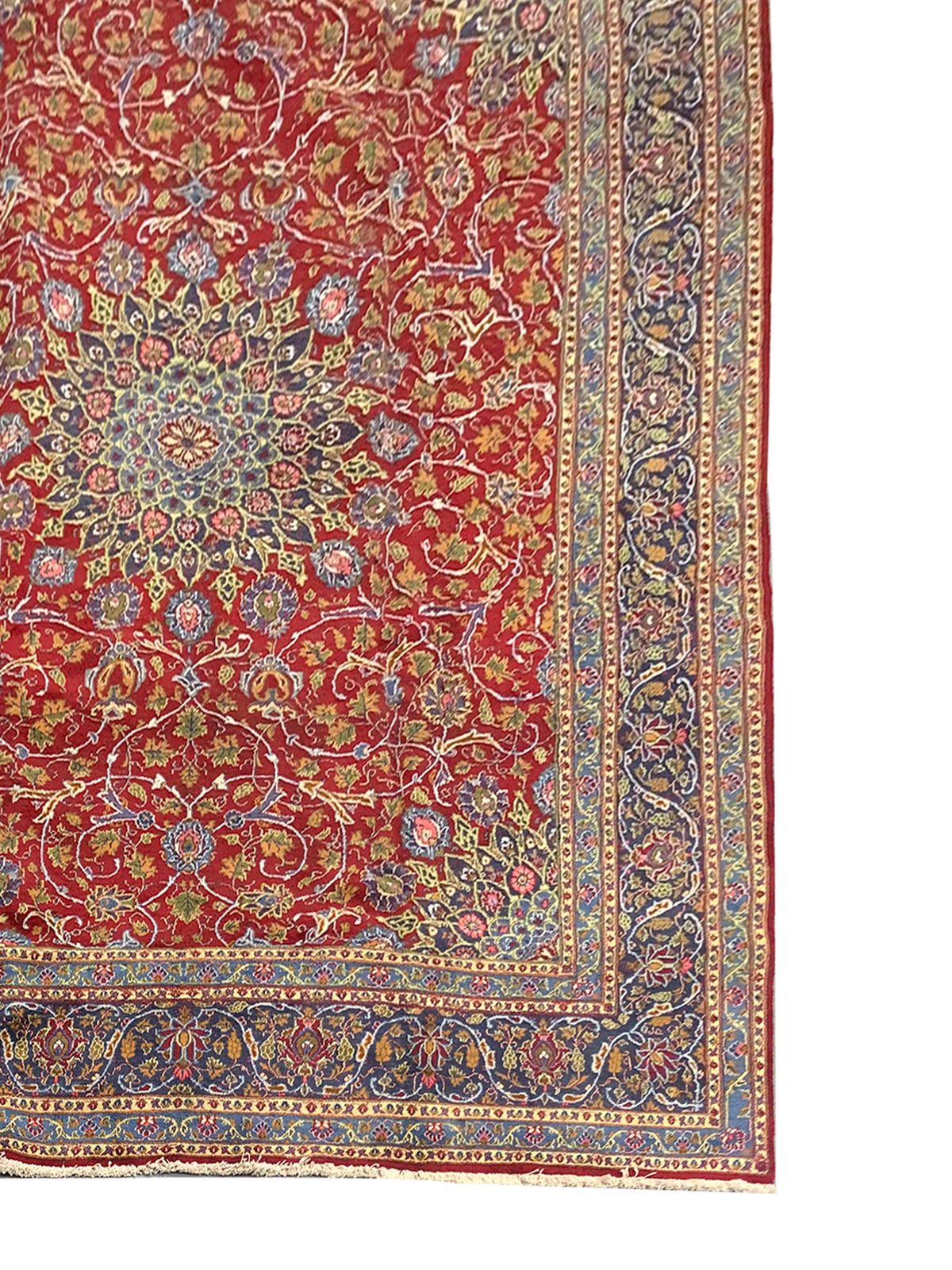 Tapis de laine vintage rouge à motifs orientaux, grand format, fait main photo 3982.0