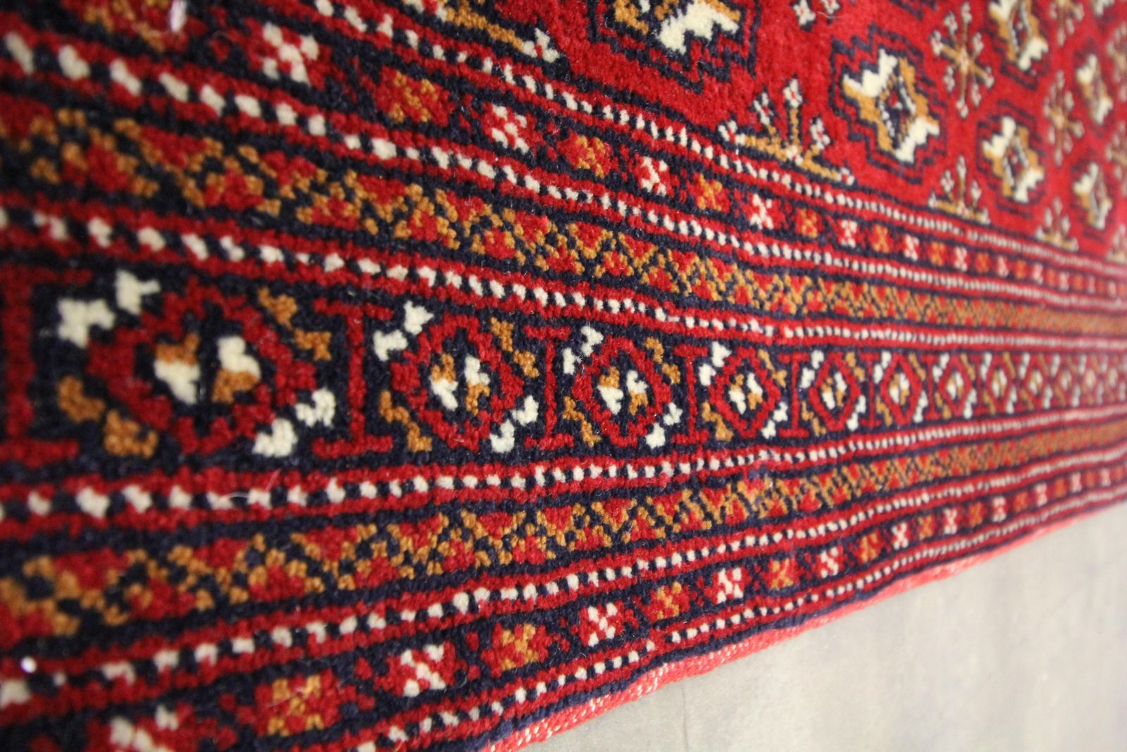 694.0 Handmade Rug Red Wool Turkmen Poshti Traditional Floor Cushion Rug photo