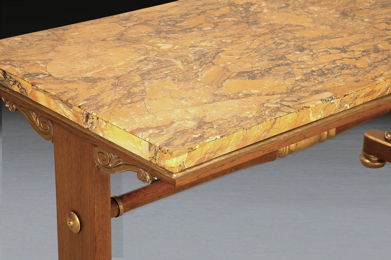 Regency Siena Marble, Oak & Giltwood Centre Table photo vinterior