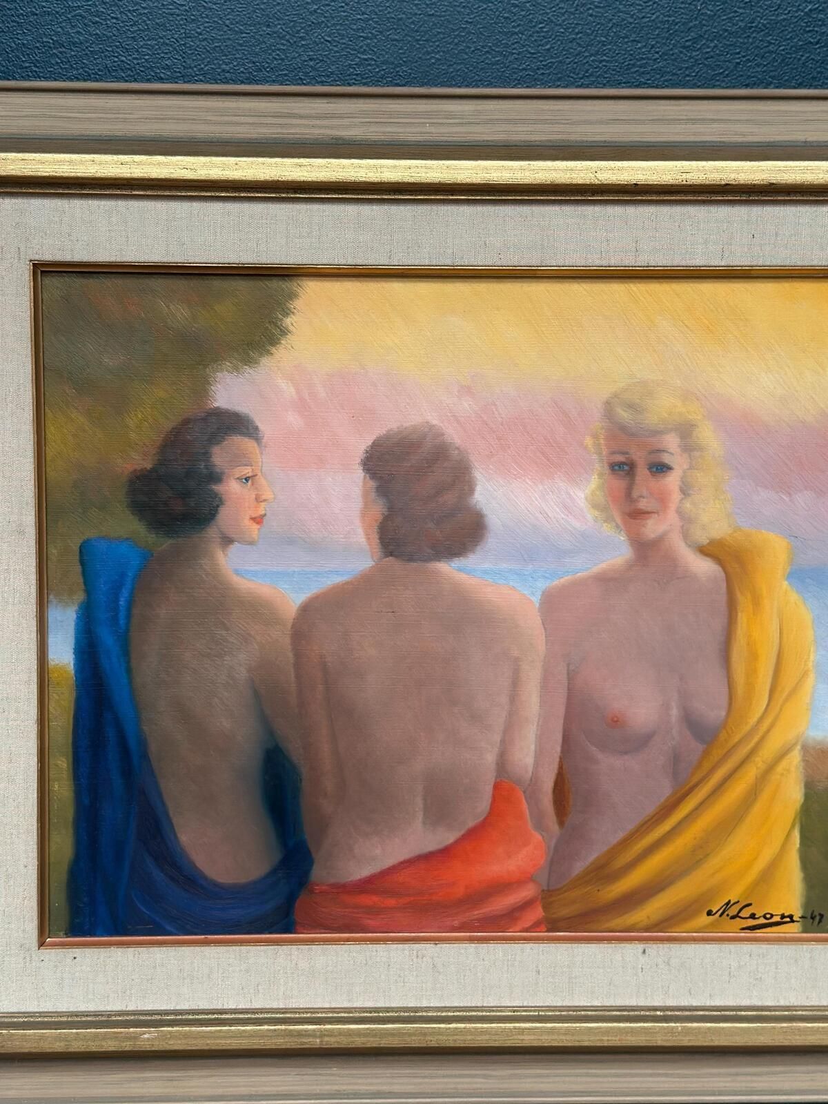 photo furniture Three Women By N. Leon (1947), Early 20th Century