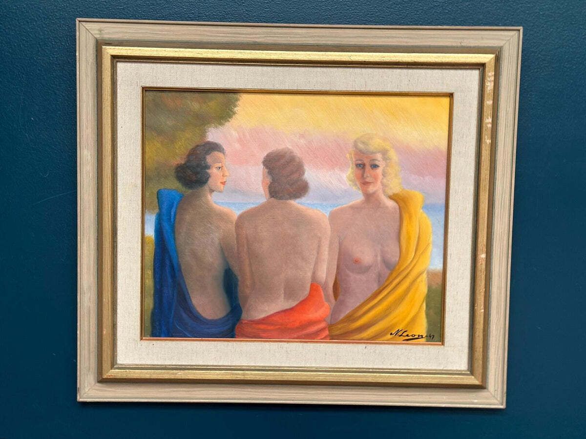 Art Three Women By N. Leon (1947), Early 20th Century photo