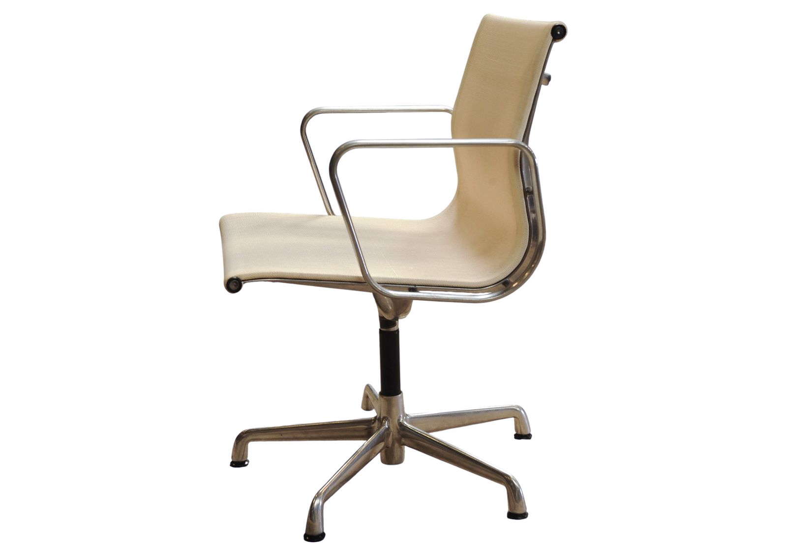 Eames Ea108 Hopsack Swivel Chair By Icf De Padova, Off White Steel photo for sale