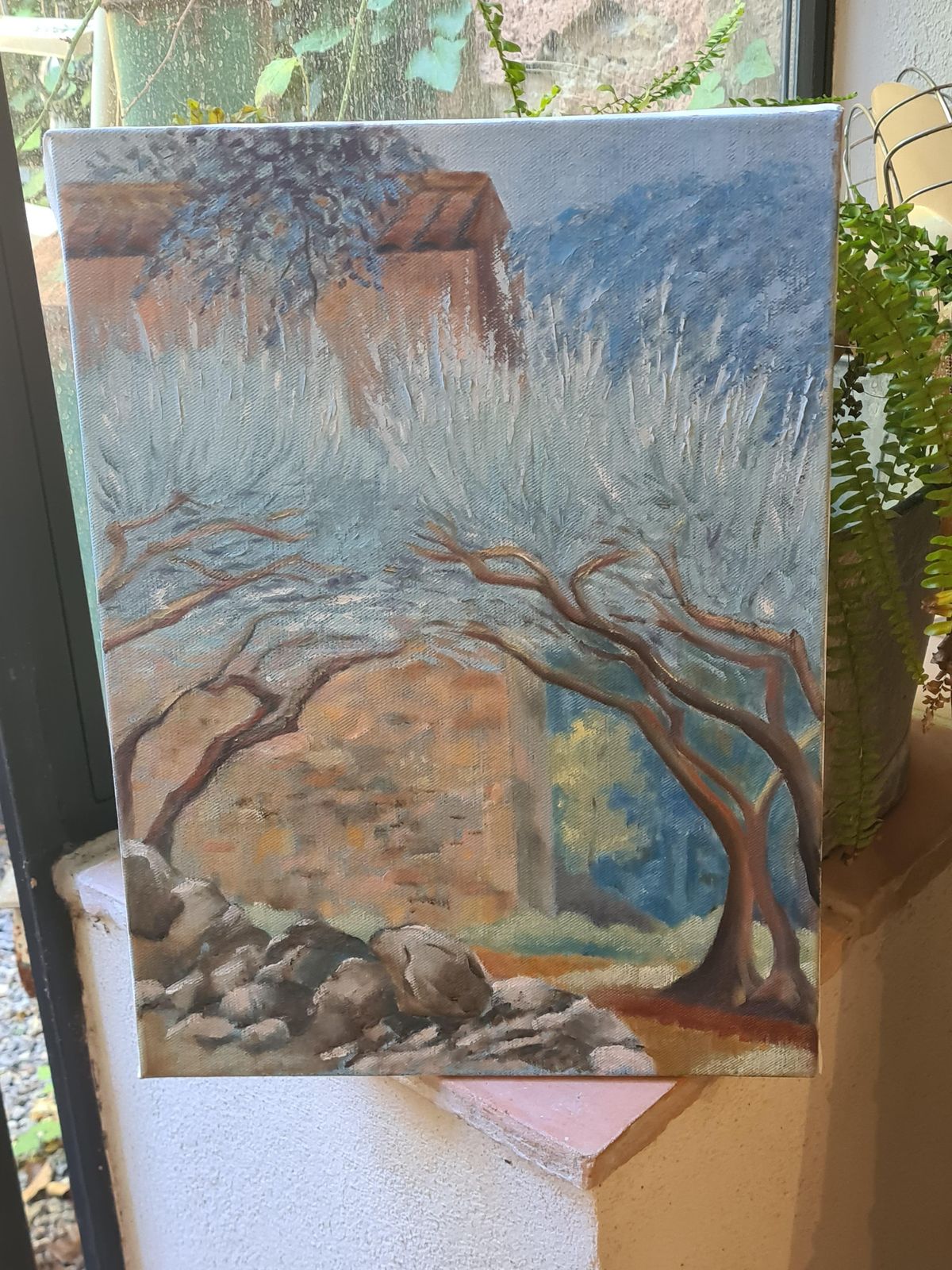 French Bastide Landscape Painting, Oil On Canvas, Late 20th Century photo buy