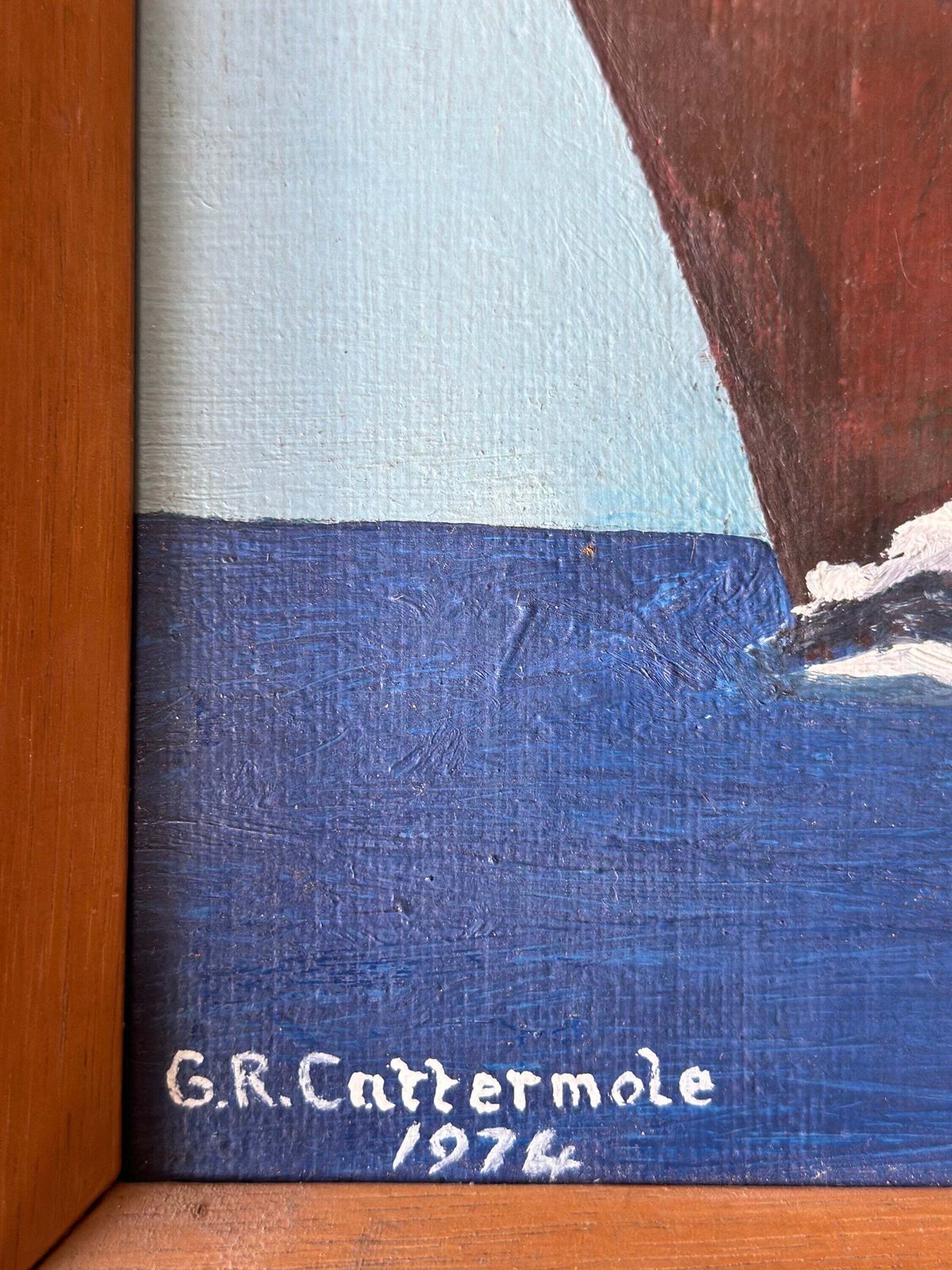 Maritime Modernist Oil, Ms Viking I By G.R. Cattermole, 1976 — Thoresen Cross Channel Ferry photo buy