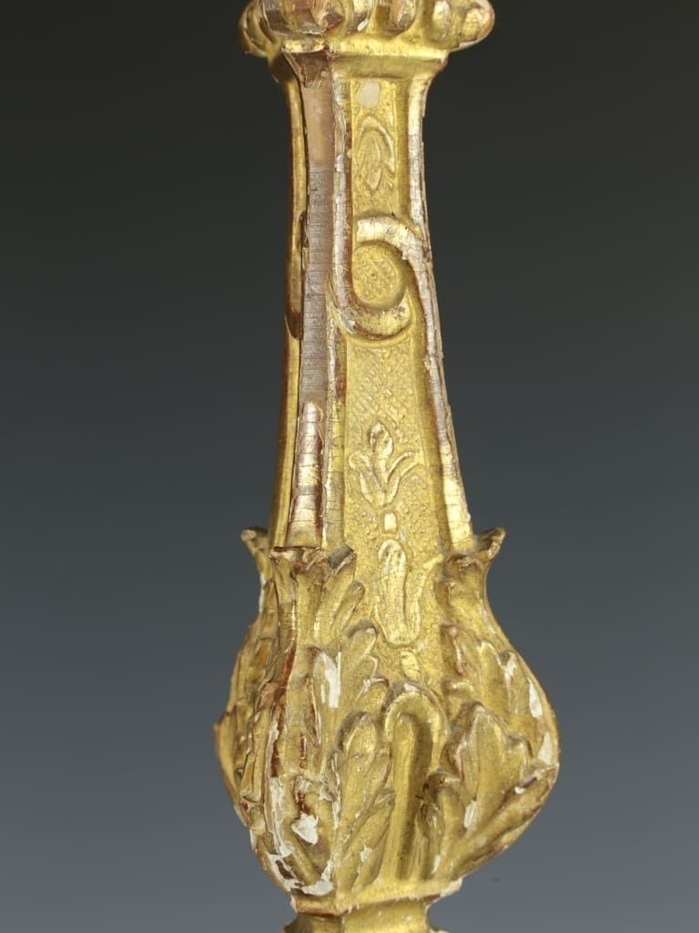 Antique Italian Altar Candlestick – Hand Carved Wood With Gilt And Gesso photo furniture