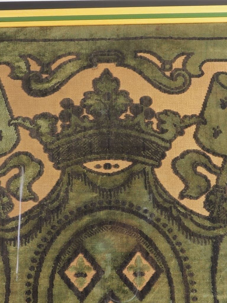 Authentic 19th Century Velvet Tapestry Featuring Coat Of Arms photo vintage