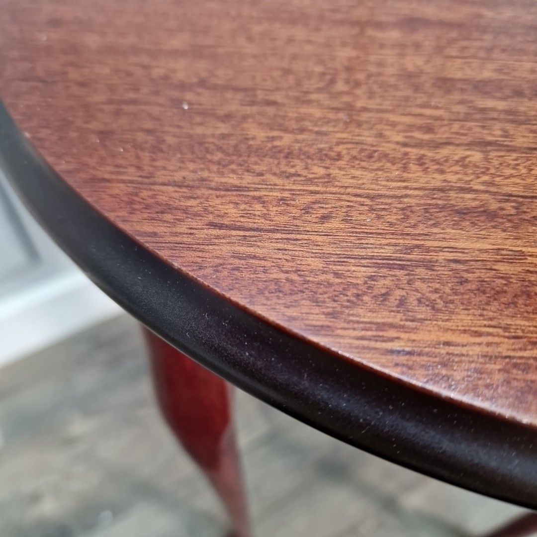 Vintage Mahogany Side Table Round Queen Anne Antique Style Wine Lamp Vintage photo 60.0