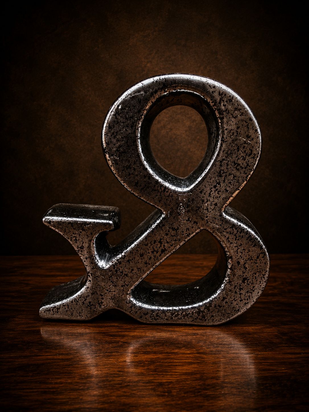 Large Abstract Ampersand Sculpture Black Metallic Ceramic Figure Modernist photo furniture