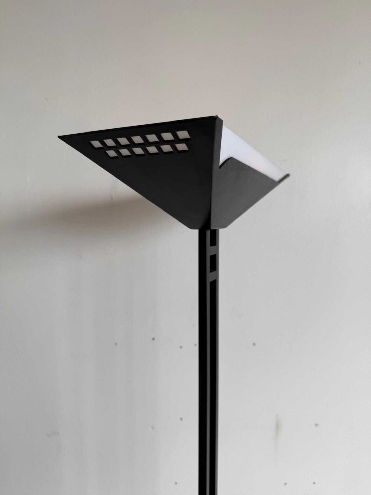 photo furniture Vintage Postmodern Black Large Floor Lamp Uplighter By Relco Milano With Dimmer