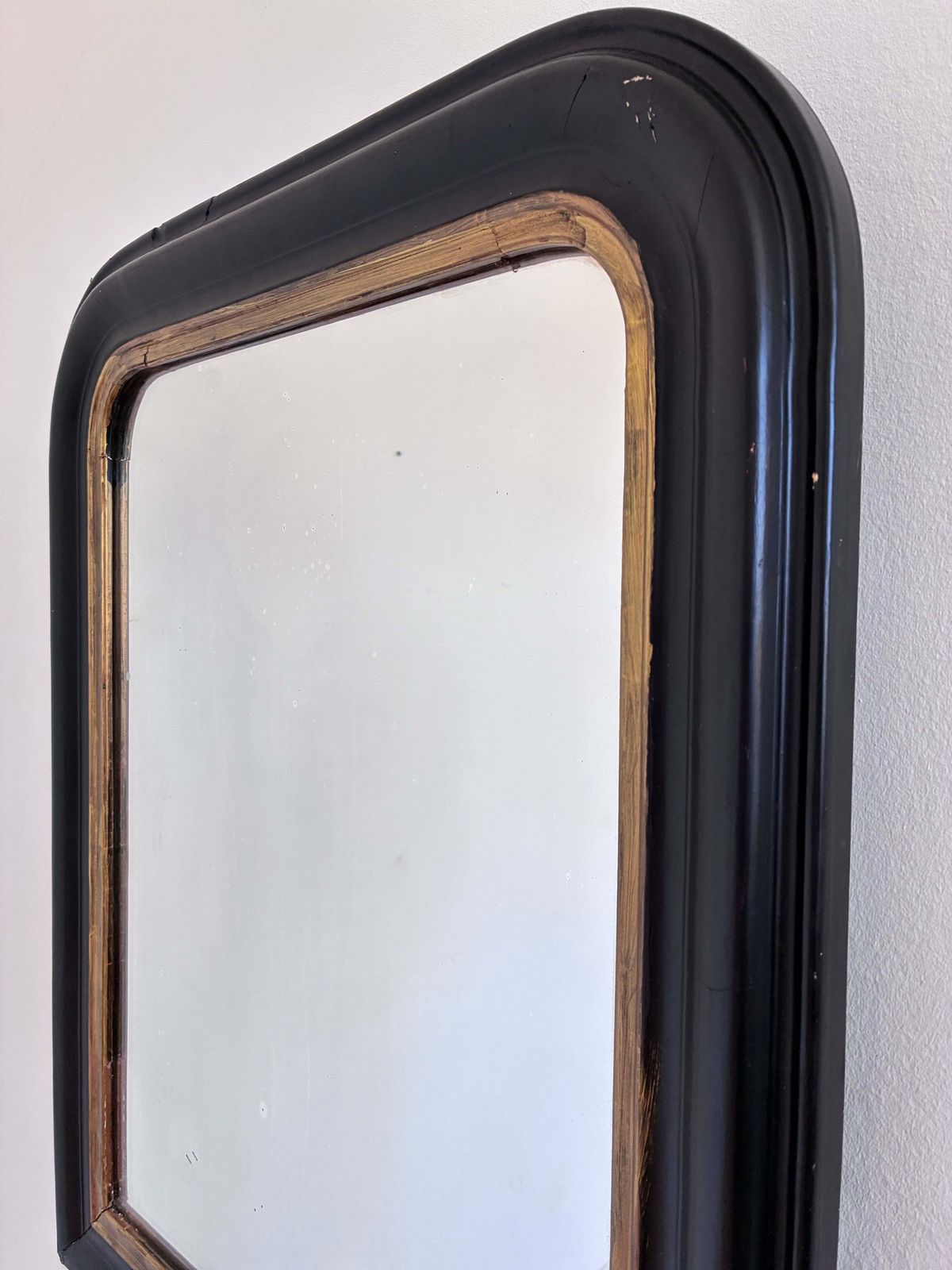 Antique French Louis Philippe Mirror – Black And Gold, Late 19th Century photo Home Decor
