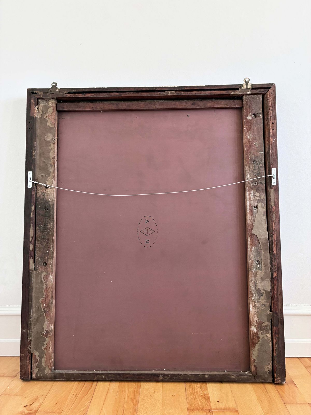 photo for sale Antique Spanish Revival Oak Wall Mirror With Geometric Carving