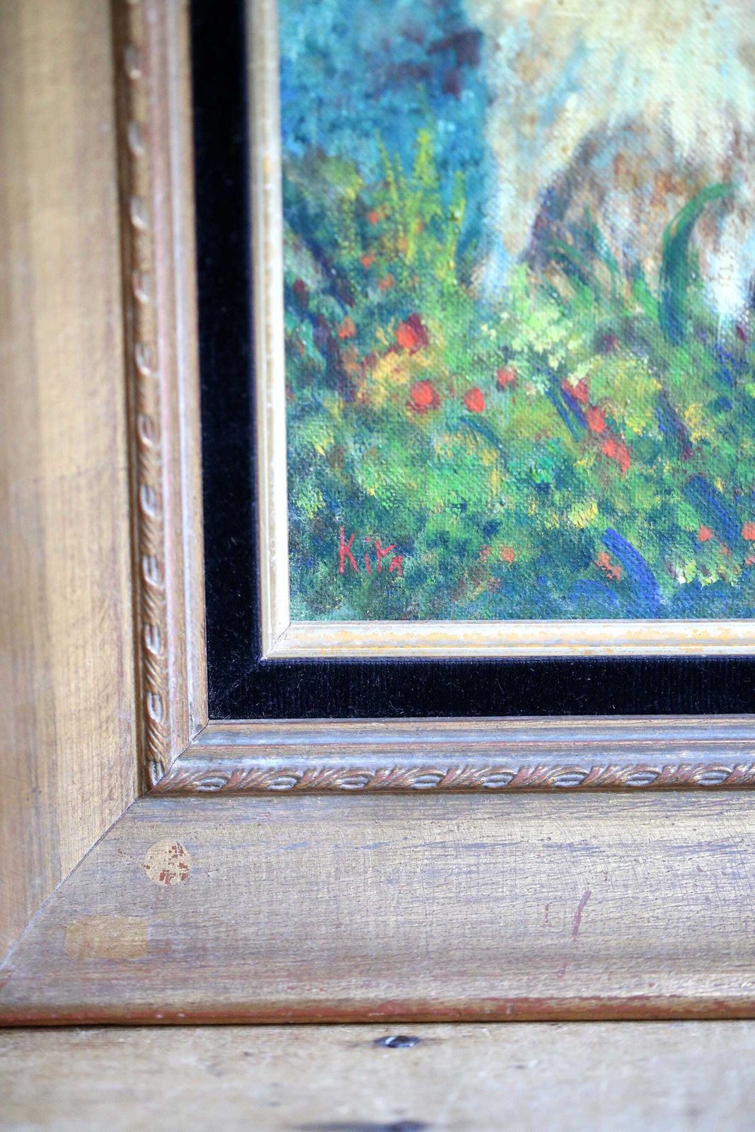 photo furniture Original Pomeranian Oil Painting Framed Dogs Wall Art Signed Kita