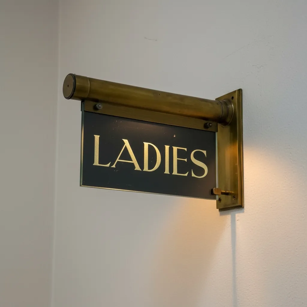 Antique "Internalite" Illuminated Brass Glass 'Ladies' Wall Sign 1930s photo furniture