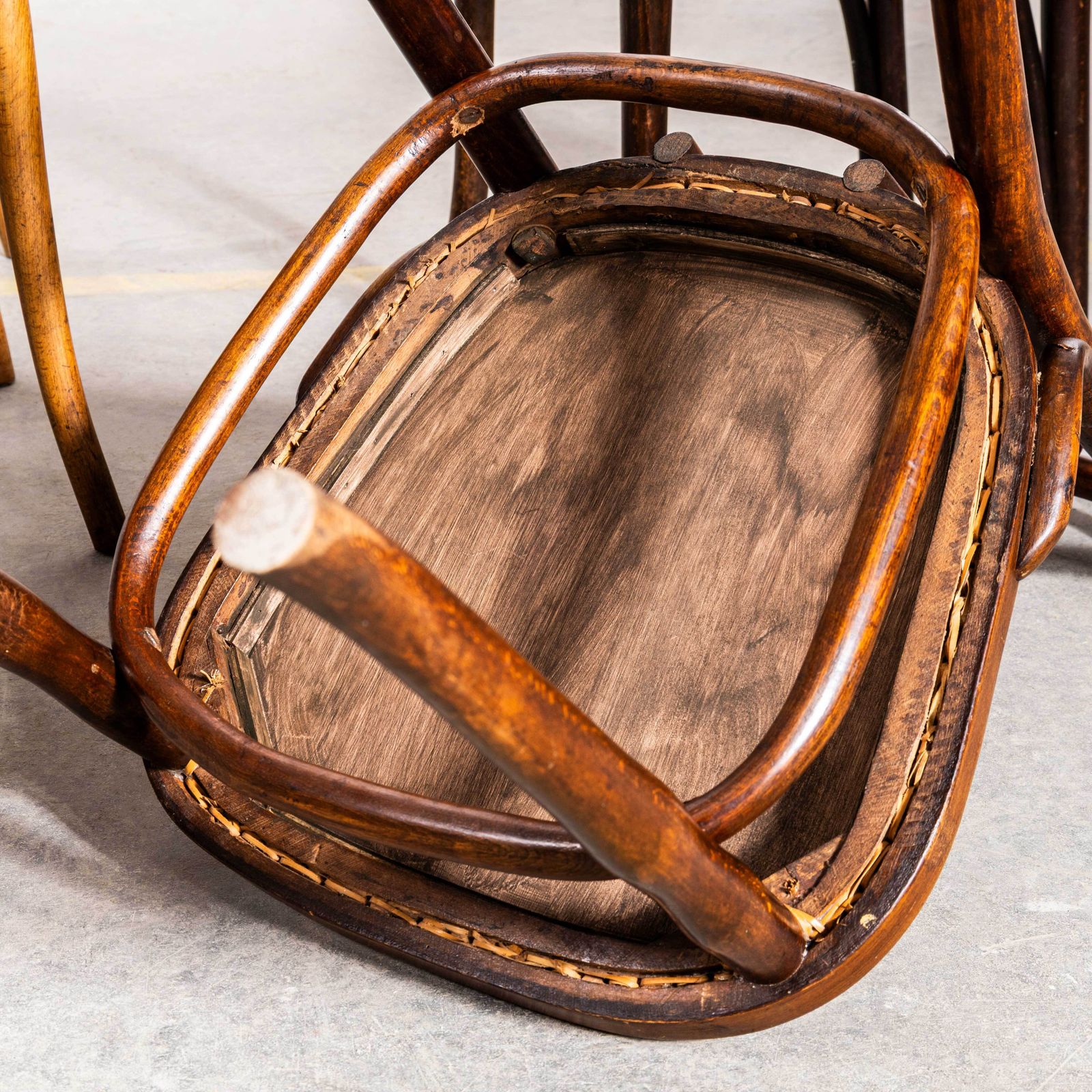 Furniture 1930's French Single Hoop Back Cane Seat Dining Chairs   Set Of Six photo