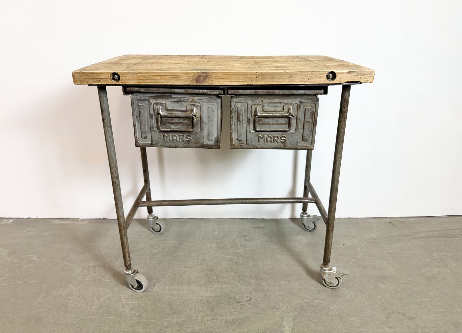 Industrial Worktable On Wheels, 1960s photo furniture