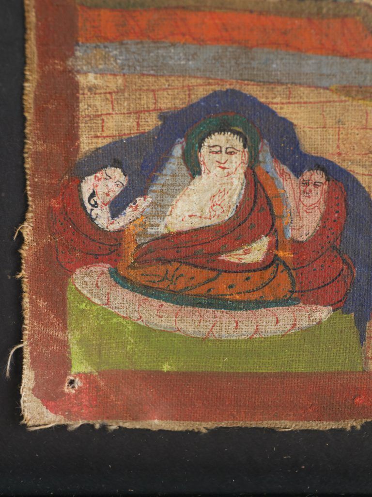 photo vinterior Large Antique Tibetan Buddhist Mandala Thangka Painting On Canvas, Framed