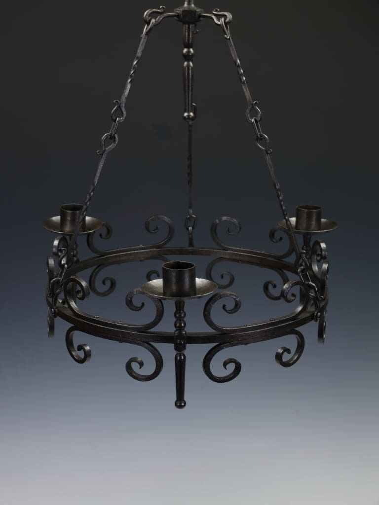 A Substantial Late 19th Century Hand Forged Wrought Iron ‘Corona’ Chandelier photo furniture