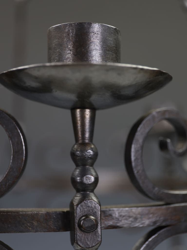 Lighting A Substantial Late 19th Century Hand Forged Wrought Iron ‘Corona’ Chandelier photo