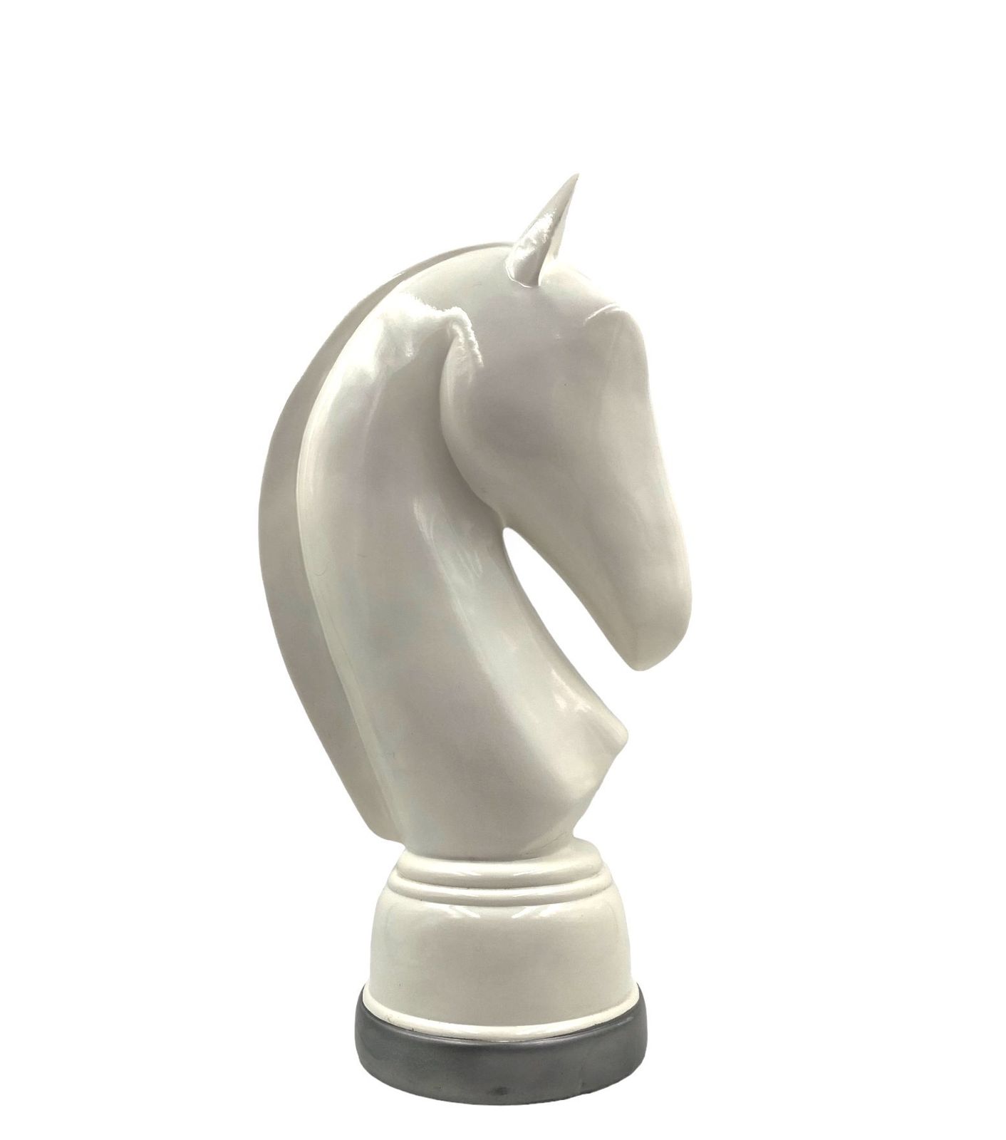 White Resin Chess Horse Sculpture, Italy 1970s