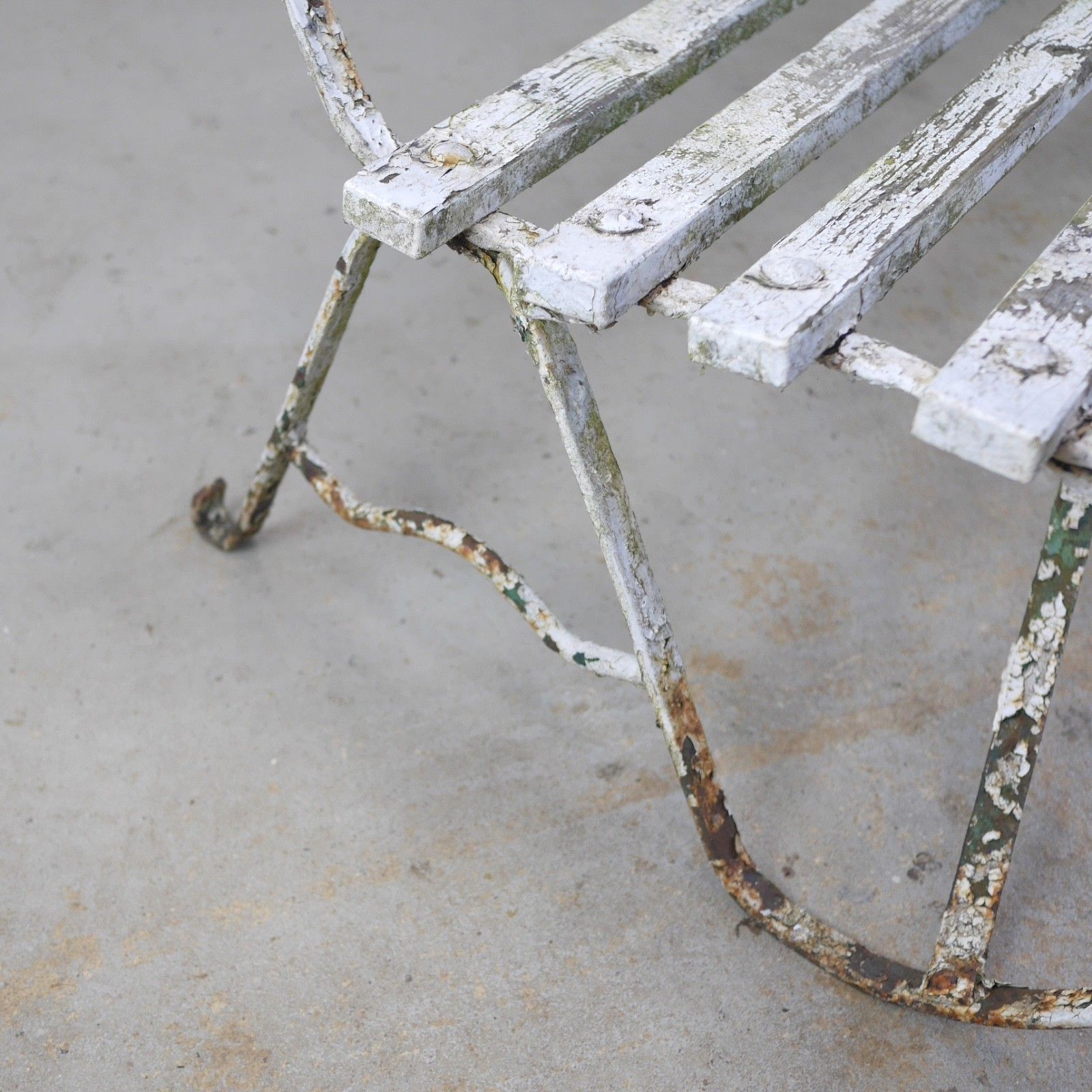 photo for sale Antique Victorian Wrought Strap Iron Weathered Garden Bench #103203