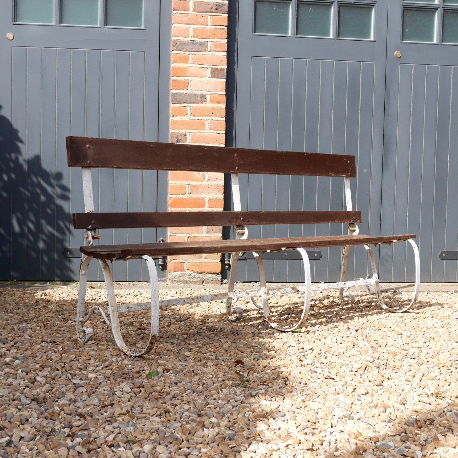 Antique Wrought Strap Iron Weathered Garden Bench Folding #103207 photo buy